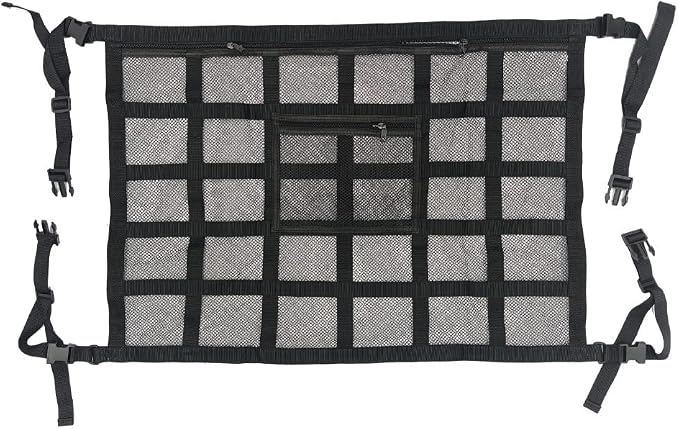 Car Ceiling Cargo Net Pocket for Chevrolet Silverado 1500 2019-2026,Double-Layer Mesh Car Roof Storage Organizer Travel Luggage Organizer Easy to Install