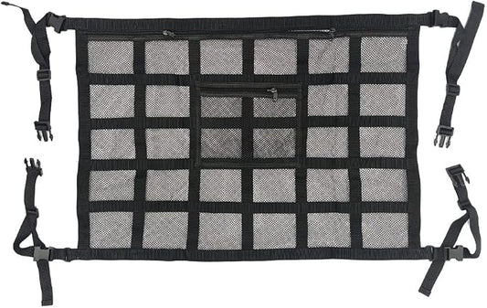 Car Ceiling Cargo Net Pocket for Chevrolet Silverado 1500 2019-2026,Double-Layer Mesh Car Roof Storage Organizer Travel Luggage Organizer Easy to Install