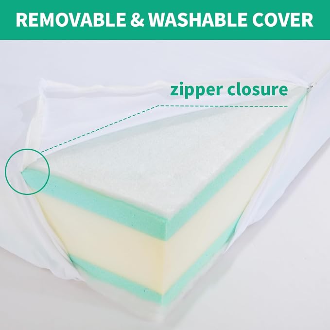 HOMBYS Memory Foam Couch Cushion Replacement, High Density Upholstery Foam Wrapped with Memory Foam & Polyester Batting, Sofa Cushions Inserts with Dacron Fiber Layer,with Removable Cover,6"x22"x22"