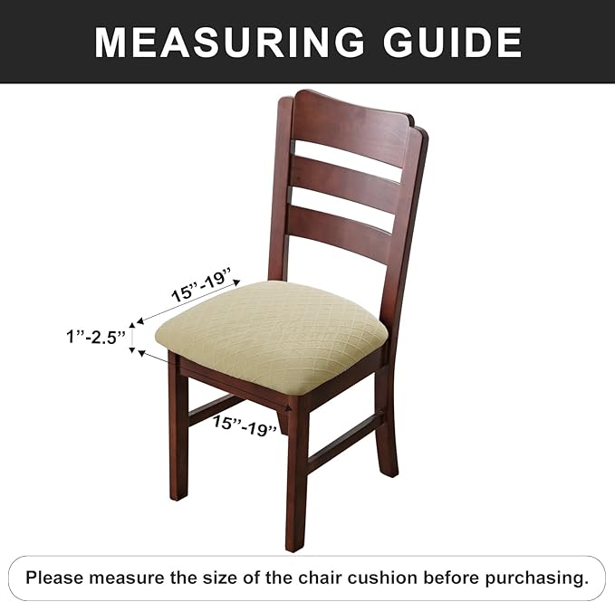 Genina Waterproof Seat Covers for Dining Room Chairs Covers Dining Chair Cover Kitchen Chair Covers (Beige, 2 Pcs)