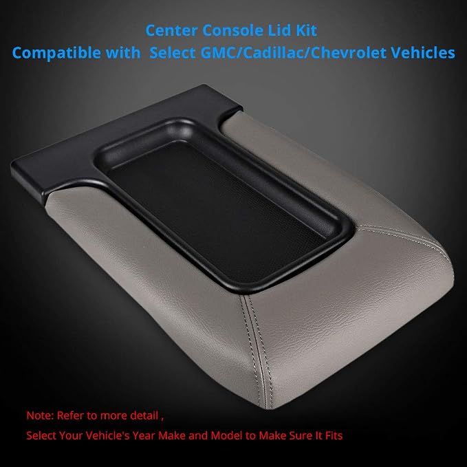 Center Console Lid Armrest Kit Compatible with Cadillac Chevrolet GMC | Compatible with Pickup Truck Suburban Tahoe Silverado Sierra Yukon XL-Replaces 19127365 Light Gray
