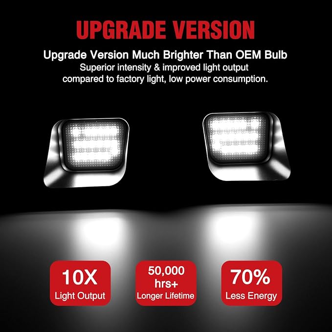 Nilight License Plate Lights Compatible with 2003 2004 2005 2006 2007 2008 2009 2010 2011 2012 2013 2014 2015 2016 2017 2018 Dodge Ram with Clear Lens Black housing 6000K White 2PCS Pack
