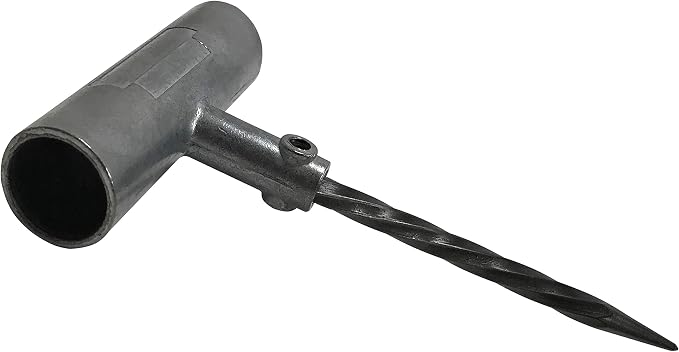 Aluminum T-Handle Tire Plug Repair Tool - Replaceable Steel Spiral Probe Needle