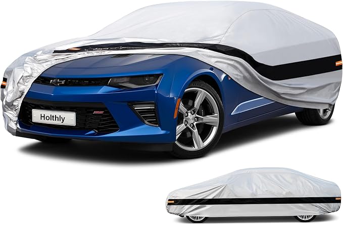 10 Layer Coupe Car Cover Waterproof All Weather for Automobiles,100% Waterproof Outdoor Car Covers Rain Snow UV Dust Protection. Custom Fit for Ford Mustang,Chevy Camaro,Porsche 911,etc