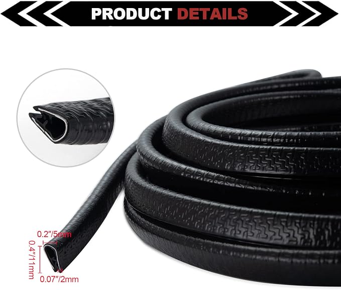 Car Door Edge Protector,Rubber Car Door Protectors No Glue Car Accessories Rubber U Shape Car Trim Door Protectors Seal for Sedan, Trucks, SUV, ATV, Boats(Black,65.6Ft)