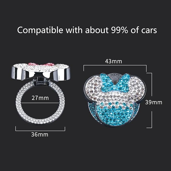 Car Cute Push to Start Button Cover Accessories, Pink Bling Crystal Car Engine Start Stop Button Cover, Car Decoration Interior Sticker for Women Girl