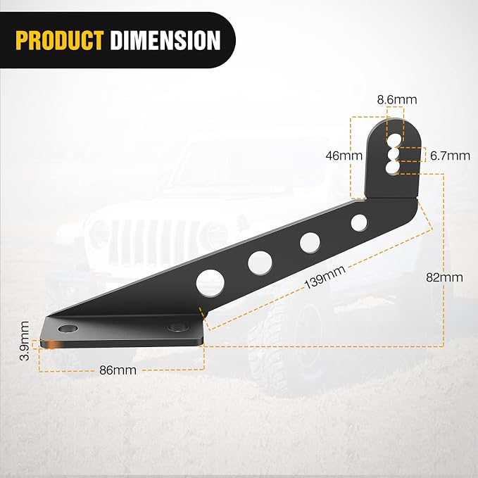 Nilight 2PCS Hood Straight Light Brackets 32 Inch LED Light Bar 2018 2019 2020 2021 2022 2023 2024 2025 2026 Wrangler JL JLU Gladiator JT