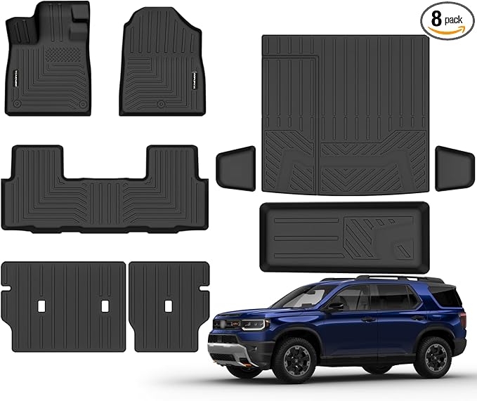 Floor Mats for 2026 Honda Passport Upgrade Trunk Mat with Backrest Mat All Weather Floor Liners TPE Rubber Cargo Liner Fit for 2026 Honda Passport Anti-Slip Full Set Automobile Mats Accessories