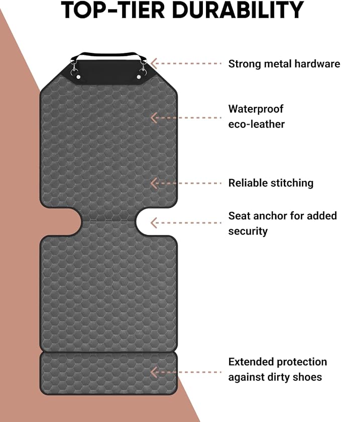 Owleys Set Seat Back Organizer & Car Seat Protector Hexy Waterproof & Non-Slip Protector for Child Car Cushion for Leather and Fabric Seats (Gray)
