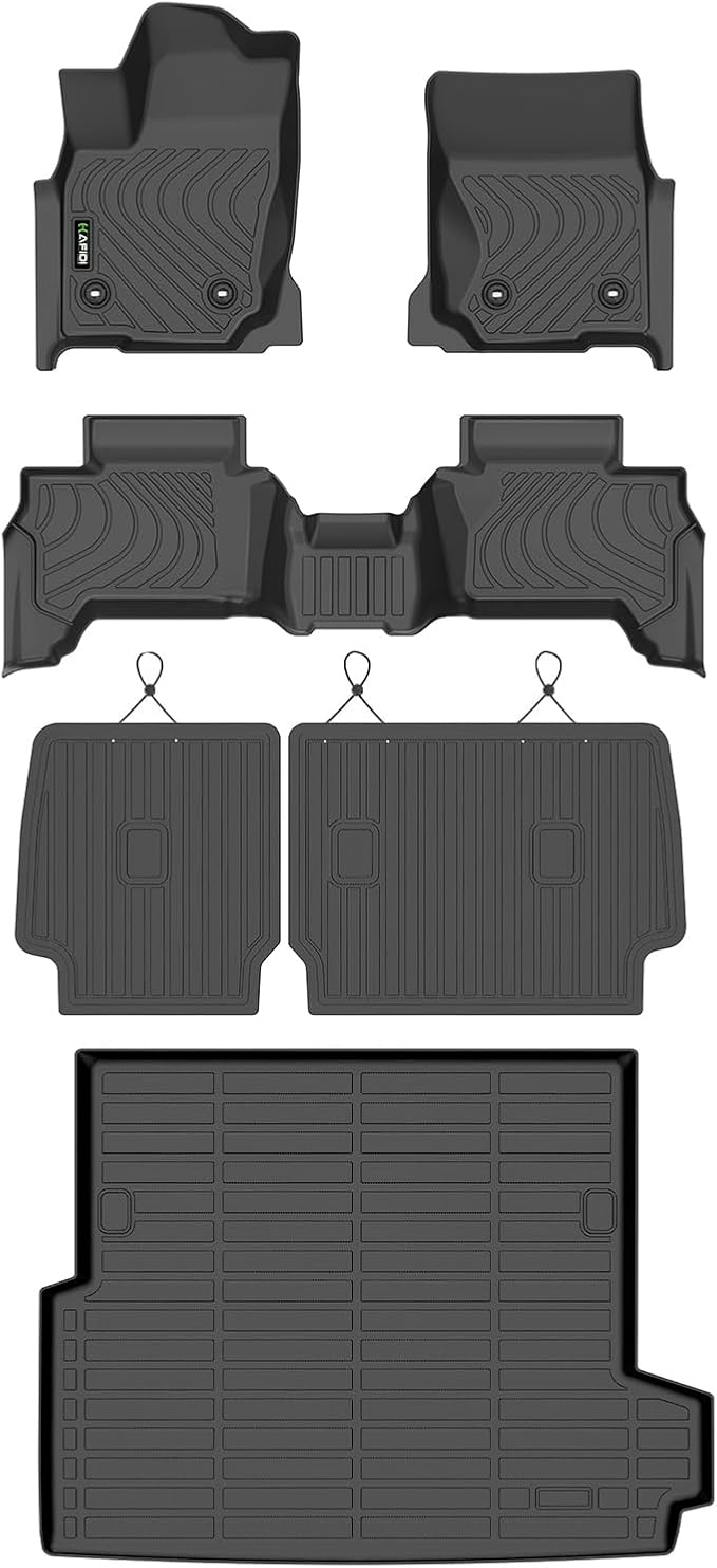 Floor Mats & Cargo Liner Custom for 4Runner Hybrid 2025-2026 | With Backrest Mats, Custom Fit, All Weather Protection, TPE, Automotive Floor Liners, Accessories, Black