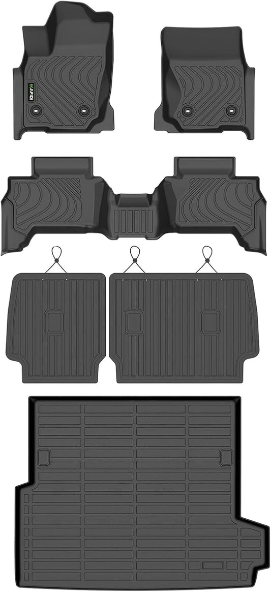 Floor Mats & Cargo Liner Custom for 4Runner Hybrid 2025-2026 | With Backrest Mats, Custom Fit, All Weather Protection, TPE, Automotive Floor Liners, Accessories, Black