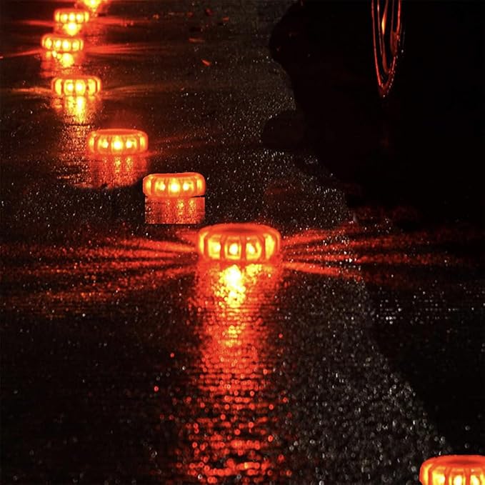 Led Road Flares,With Magnetic Base Hook,Roadside Warning Car Safety Beacon Flashing Disc Flare Kit,For Vehicle And Outdoor Activities