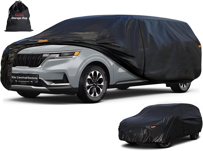 Kayme 7 Layers Hatchback Car Cover Custom Fit for Kia Carnival/Sedona (2002-2026), Waterproof All Weather for Automobiles,Rain Sun UV Protection.Black