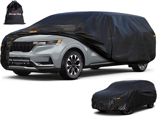 Kayme 7 Layers Hatchback Car Cover Custom Fit for Kia Carnival/Sedona (2002-2026), Waterproof All Weather for Automobiles,Rain Sun UV Protection.Black