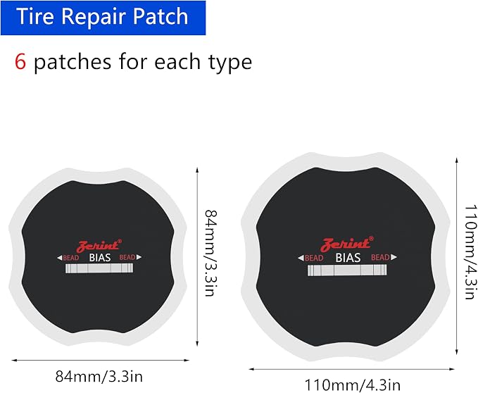 TP-M84 American Style Radial Repair Patch and Heavy Duty Bias Ply Repair Patch Unit, Multi Size Tire Repair Patchs,Tire Patches Kit 24 Pcs