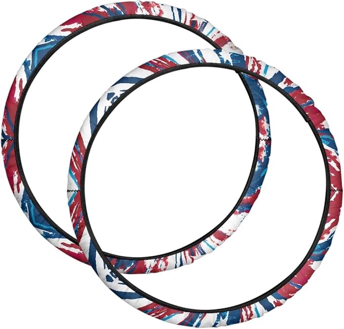 Patriotic Tie Dye Wheelchair Wheel Covers Non-Slip Wheelchair Accessories Tyre Covers to Protect Floors Carpets Fits 24" Wheels Set of 2 Pairs