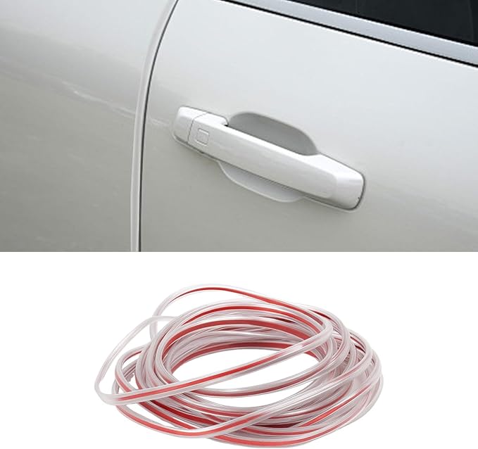 32Ft (10M) Car Door Edge Protector (Clear-5M) | Self-Adhesive Scratch Resistant U Shape Door Edge Guard Decoration, Anti-Collision Car Door Trim Strip for Truck, SUV, Sedan