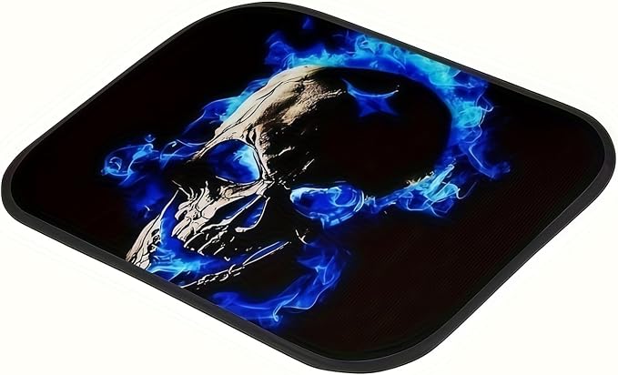 Universal Fit Car Floor Mats Set of 4Pcs, Blue Skull Print All-Weather Front Rear Car Carpet Mats, Non-Slip Car Floor Mat Car Accessories for Automotive Trucks SUV Sedans Vans