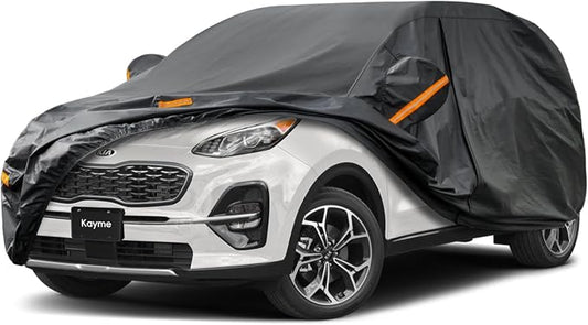 Kayme 7 Layers SUV Car Cover Custom Fit for Kia Sportage (1994-2025) Waterproof All Weather for Automobiles,Outdoor Full Cover Rain Sun UV Protection.Black