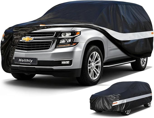 10 Layers SUV Car Cover Waterproof All Weather for Automobiles,100% Waterproof Outdoor Car Covers Rain Snow UV Protection. Custom Fit Chevrolet Tahoe,GMC Yukon,Infiniti QX80,Jeep Wagoneer,etc