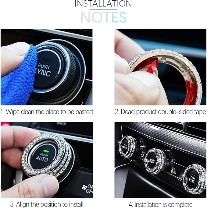 Bling AC Knob Ring for 10th Honda Accord 2018-2022 | 3Pcs Bling AC Knob Covers fit for 10th Gen Accord EX/EX-L/LX 2018-2022, inner dia 25mm. NOT fit for 11th Accord, Pilot, Civic