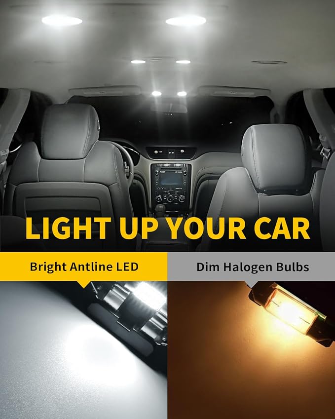 Antline 6614 6641 6612F 6615 F30-WHP TS-14V1CP 28MM 29MM 1.14”LED Bulb White, Super Bright Canbus Error Free 12 Volt Replacements for Interior Dome Map Vanity Mirror Sun Visor Lights (Pack of 10)
