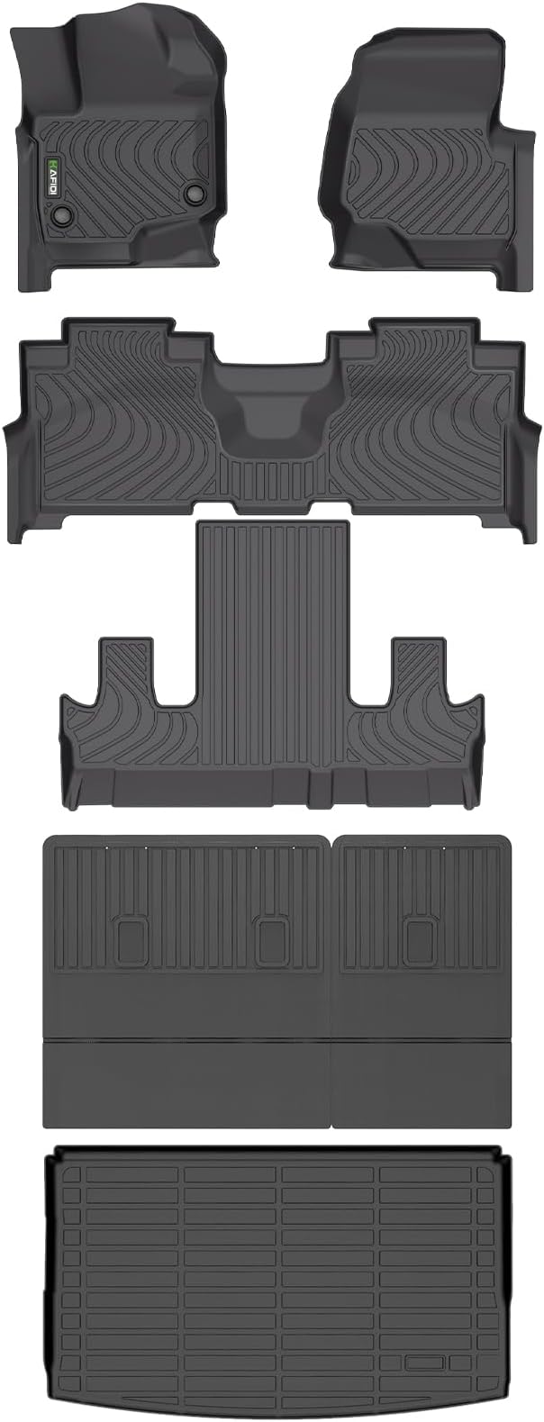 HAFIDI® Floor Mats & Cargo Liner & Seatback Cargo Set Fit for 2021-2024 Ford Expedition Max 7 Seats All Weather Protection TPE Anti-Slip Full Set Floor Liners Custom Accessories - Black