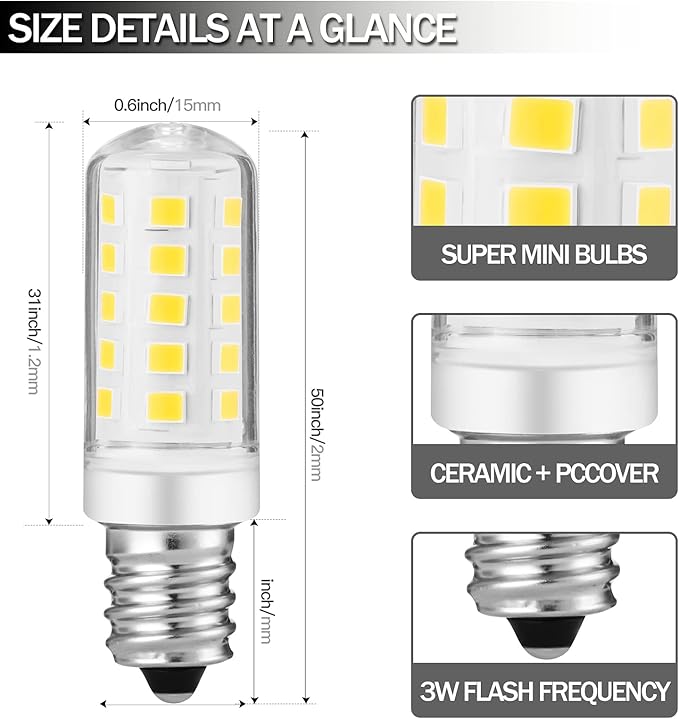 Double-Sided Mirror LED Bulb Dimmable for Conair illuminations Makeup Mirror Double Sided Illuminated Mirror Fits Jerdon Makeup Mirror Replaces, 2PCS (Natural White)