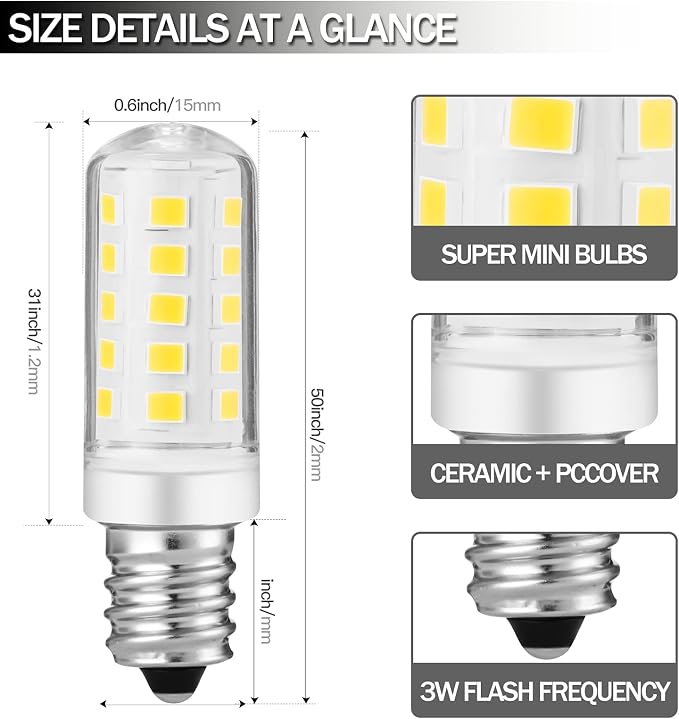 Double-Sided Mirror LED Bulb Dimmable for Conair illuminations Makeup Mirror Double Sided Illuminated Mirror Fits Jerdon Makeup Mirror Replaces, 2PCS (Warm White)