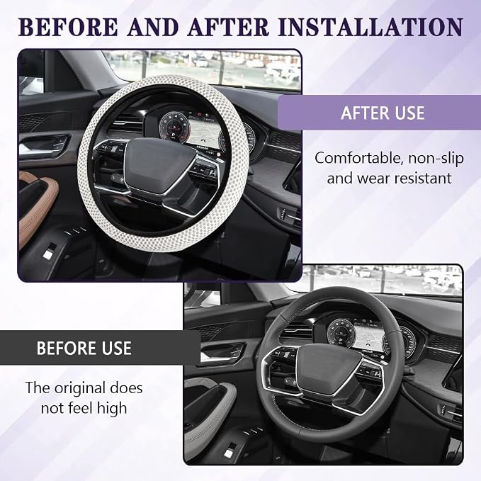 Elastic Stretch Steering Wheel Cover, Steering Wheel Cover, 15" Breathable Auto Steering Wheel Protector, Universal Car Accessories Comfortable Non-Slip Vehicle Steering Wheel Covers for Women Men