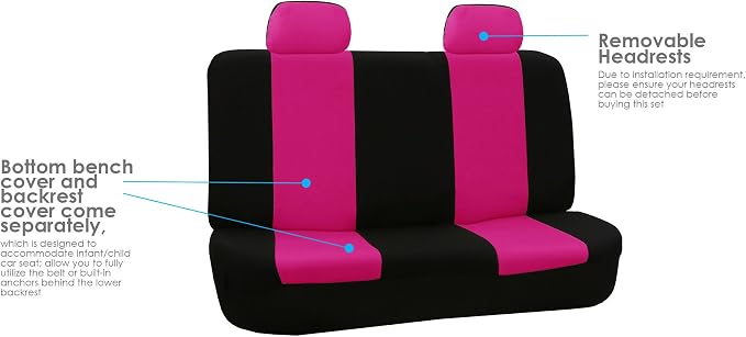 FH Group Car Seat Cover Rear Seat Cover for Back Seat Cloth - Universal Fit for Cars with Solid Bench, Pink Car Seat Protector for Dogs and Kids, Car Interior Accessories for SUV, Sedan and Van