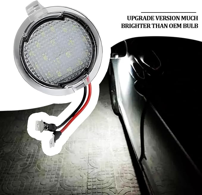 Osilly 2PCS Car LED Side Mirror Puddle Lights, Vehicle Puddle Lamp Indicator, Automotive Mirror Signal LED Lamps Replacement Accessories, Compatible with Explorer Edge Mondeo (White)