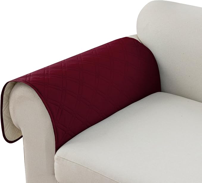 Genina Sofa Armrest Cover, Anti-Slip Armchair Slipcovers for Dogs Cats Pet, Water Resistant Couch Arm Cover for Backrest Recliner Loveseat, L Shaped Sofa, 23.6 x 27.5 Inches（2 Pieces）