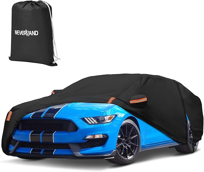 Car Cover Custom Fit for Ford Mustang 1994-2026, Outdoor Waterproof All Weather Heavy Duty Full Exterior GT Cover for Sun Rain Snow UV Dust Protection with Door Zipper