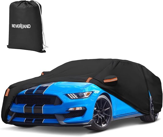 Car Cover Custom Fit for Ford Mustang 1994-2026, Outdoor Waterproof All Weather Heavy Duty Full Exterior GT Cover for Sun Rain Snow UV Dust Protection with Door Zipper