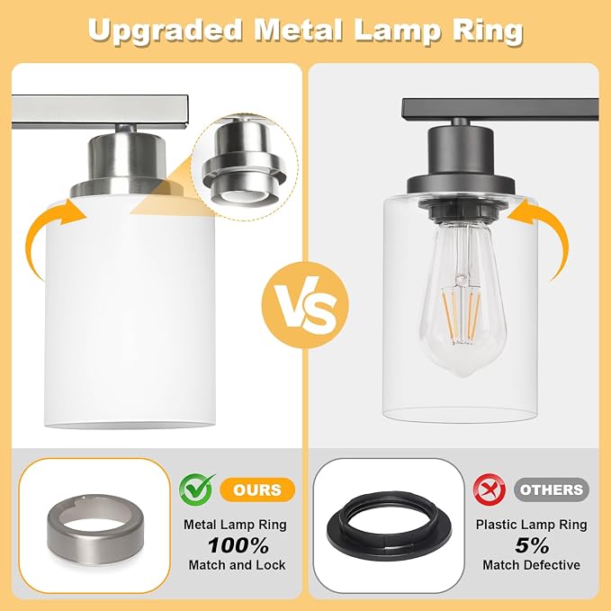 Unicozin 5-Light Bathroom Light Fixtures, Modern Brushed Nickel Vanity Light Over Mirror, Wall Sconces with Milky White Glass Shades for Living Room Bedroom Hallway E26 Base
