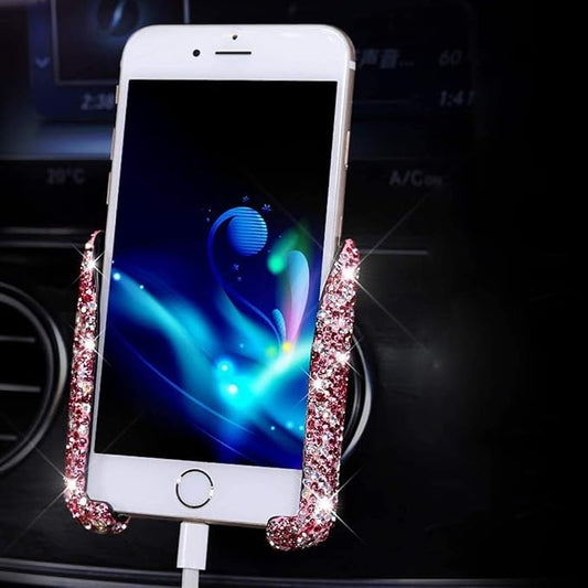 SUNCARACCL Bling Car Phone Holder for Air Vent, Pink Phone Mount | 360 Degrees Adjustable Crystal Phone Stand With Rhinestone, Car Accessories for Women and Girls (Pink Dimond)