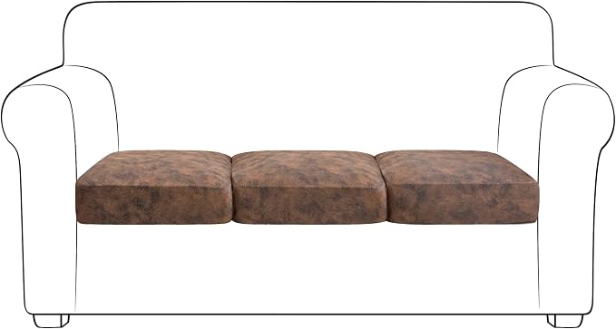 Yates Home PU Leather Couch Sofa Cushion Slipcover Elastic Chair RV Seat Covers Loveseat Sofa Furniture Protector Slip Cover for Seater Replacement Living Room(3 Pieces, Brown)