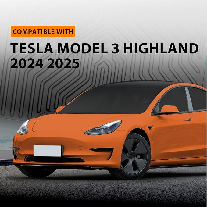 G-PLUS TPE Floor Mats Fit for Tesla Model 3 Highland 2024 2025 | All Weather Protection,Non-Slip,Custom Fit Model 3 Highland Floor Liner,TPE Full Coverage,1st & 2nd Row,Black,3PCS
