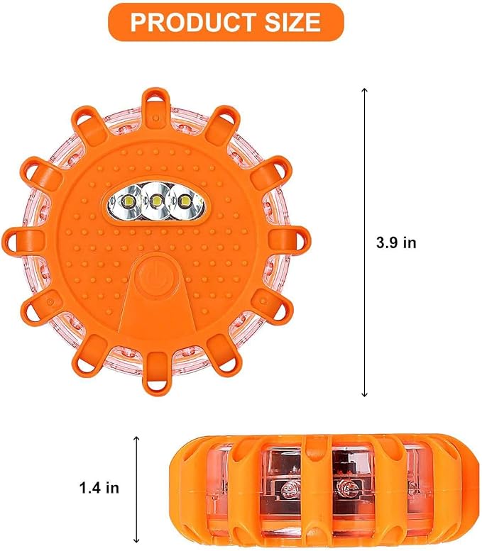 24 Pcs Rechargeable LED Road Flares Emergency Kit - Magnetic Mount Strobe, for Cars/Trucks/Boats & Outdoor Activities