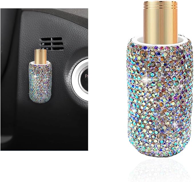 DXNQ Upright Car Lipstick Holder, Bling Strong Adhesive Upright Lipstick Organizer Vehicle Lip Balm Holder, Sparkling Rhinestone Auto Interior Insulating Lip Balm Mount for Women (AB)