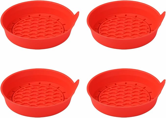 4 Pack Car Cup Holder Coaster, 3.15 Inch Non-Slip Silicone, Red | Cup holder insert, spill proof ,raised lip, honeycomb base, rinse clean, fits most sedans suvs trucks, automotive accessories