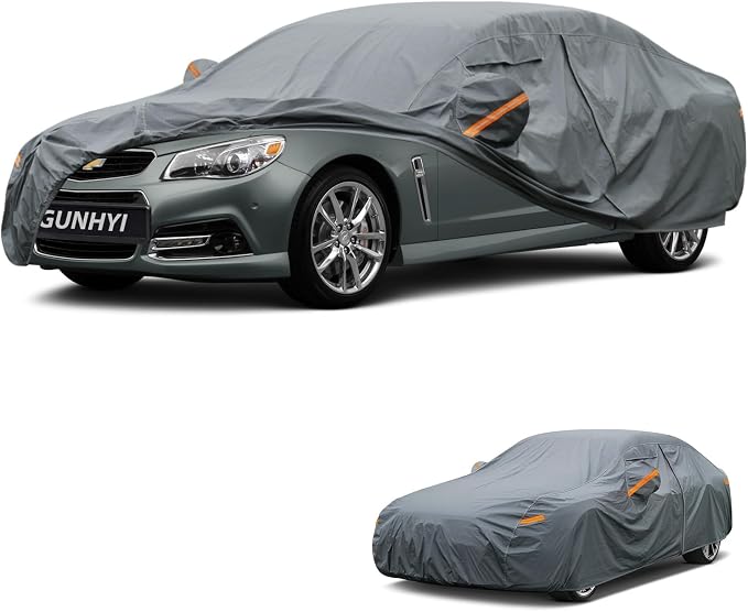 GUNHYI Premium Car Cover Custom Fit Chevrolet SS, 16 Layers Heavy Duty Car Cover Waterproof All Weather with Zipper Door for Sun Rain Snow Dust Uv Protection