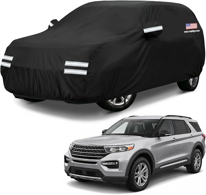Car Cover Compatible with Ford Explorer, Full Car Covers Waterproof All Weather Dustproof, Snowproof, UV Protection Exterior Car Covers for Automobiles Universal Fit Ford Explorer