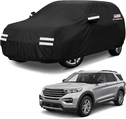 Car Cover Compatible with Ford Explorer, Full Car Covers Waterproof All Weather Dustproof, Snowproof, UV Protection Exterior Car Covers for Automobiles Universal Fit Ford Explorer