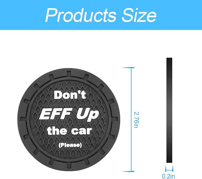8sanlione Car Cup Coaster, 4Pcs 2.75 Inch Auto Cup Holder Insert Coasters, Non-Slip Waterproof Embedded Drink Mat, Automotive Interior Accessories for Men and Women (A Black/4PCS)