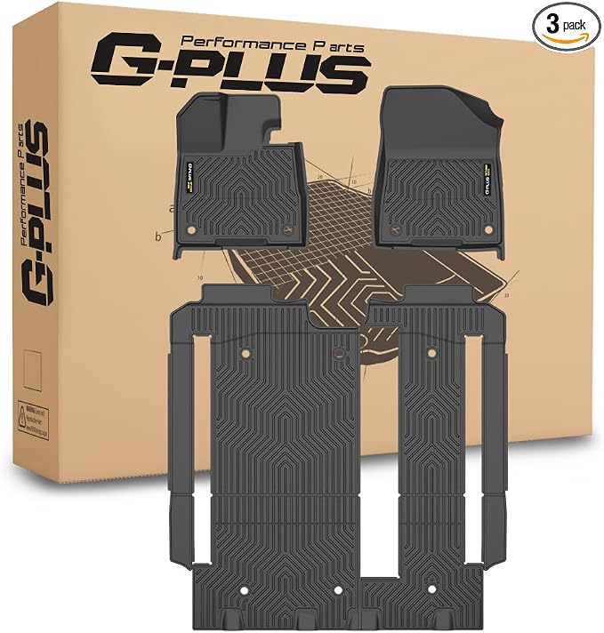 G-PLUS TPE Floor Mats Fit Toyota Sienna 2021-2025 (Only for 8 Seat) | All Weather Protection,Non-Slip,Custom Fit Floor Liner Accessories,TPE Full Coverage,1st & 2nd Row,Black