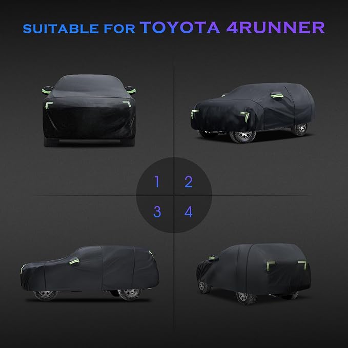 Car Cover Custom Fit for Toyota 4Runner 1995-2025,6 Layers Truck Cover Waterproof All Weather for Automobiles,Outdoor Full Exterior Cover,Rain, Sun, Wind Protection,Black