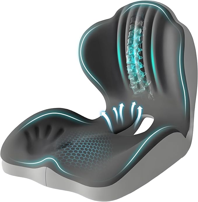 Ergonomic Car Seat Cushion with Lumbar Support, Pressure-Responsive Memory Foam, Enhanced Pelvic Stability for Pressure Relief, Ideal for Long Driving, Office & Home (Gray)