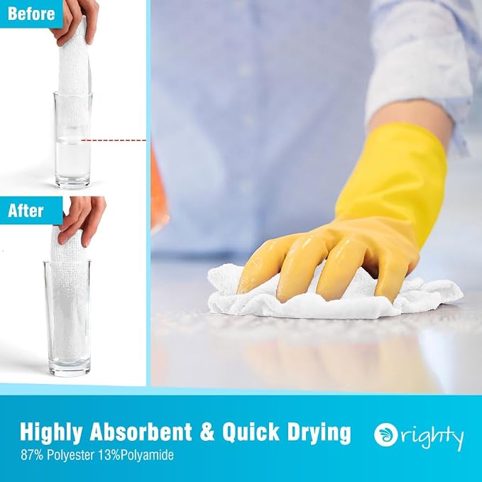 Orighty Microfiber Cleaning Cloth Bulk, 50 Pack Shop Towels 12x12 in, White | Reusable Microfiber Towels for Cars, Shop Rags, Multi-Purpose Lint Free Cleaning Rags for Home & Kitchen